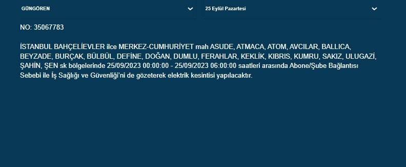 BEDAŞ İstanbul’un 22 ilçesinde elektriklerin kesileceğini duyurdu 8